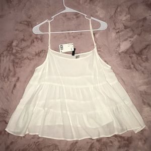 H&M Flowy White Tank Top